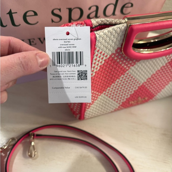 kate spade Pink & White Checkered Satchel with Removable Strap - Picture 5 of 6